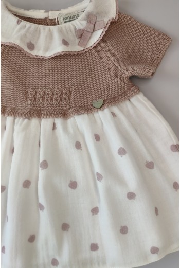 VESTIDO FRESAS (SIN BRAGA) DE PANGASA BABY, ROSA VINTAGE. VERANO 23. 2