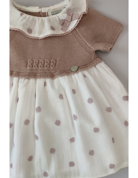VESTIDO FRESAS (SIN BRAGA) DE PANGASA BABY, ROSA VINTAGE. VERANO 23.