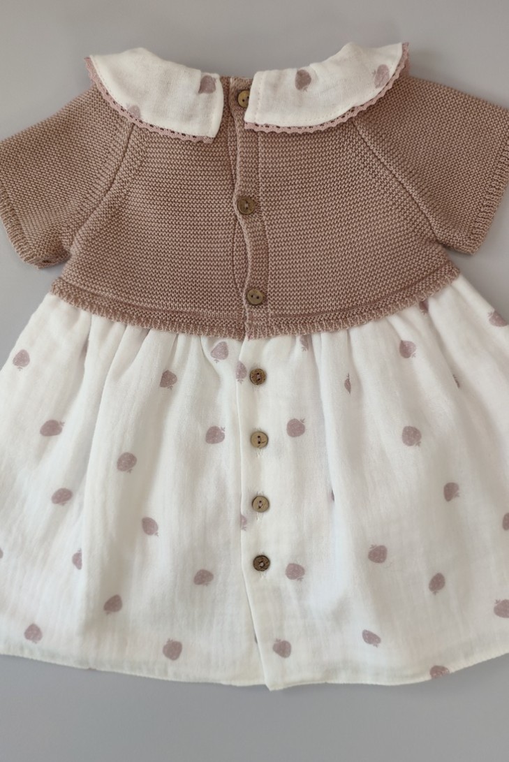 VESTIDO FRESAS (SIN BRAGA) DE PANGASA BABY, ROSA VINTAGE. VERANO 23.