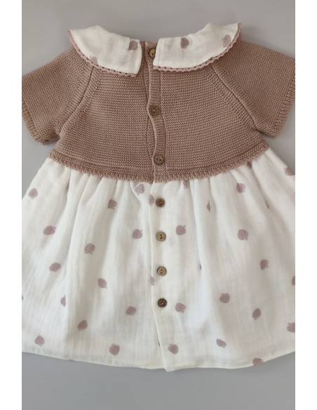 VESTIDO FRESAS (SIN BRAGA) DE PANGASA BABY, ROSA VINTAGE. VERANO 23.