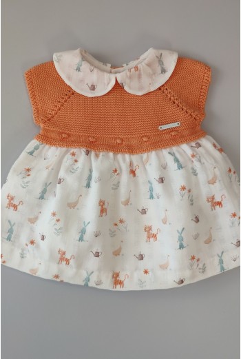 VESTIDO TIGRE (SIN BRAGA) DE PANGASA BABY, MANDARINA. VERANO 23.