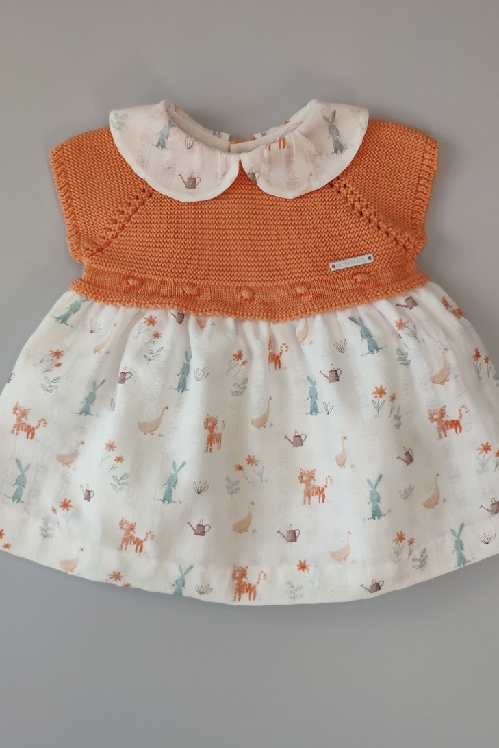 VESTIDO TIGRE (SIN BRAGA) DE PANGASA BABY, MANDARINA. VERANO 23.
