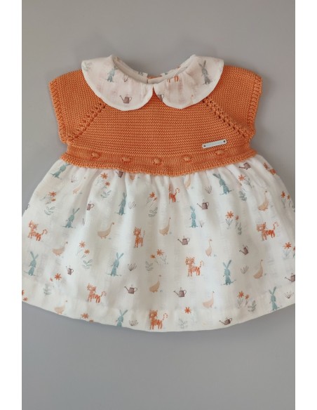 VESTIDO TIGRE (SIN BRAGA) DE PANGASA BABY, MANDARINA. VERANO 23.