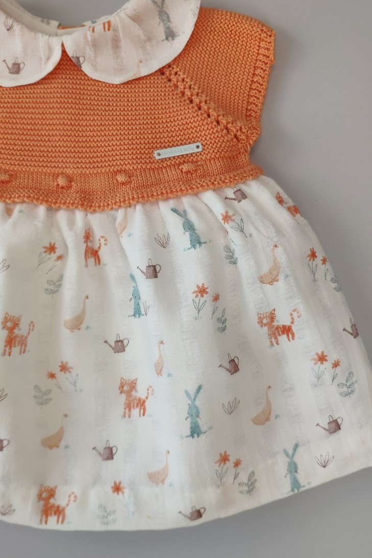 VESTIDO TIGRE (SIN BRAGA) DE PANGASA BABY, MANDARINA. VERANO 23.