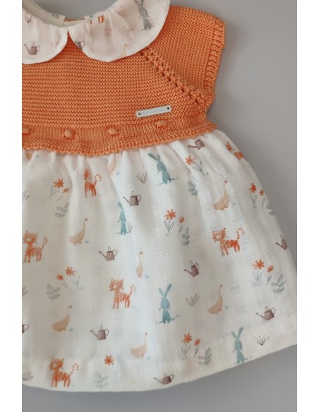 VESTIDO TIGRE (SIN BRAGA) DE PANGASA BABY, MANDARINA. VERANO 23.