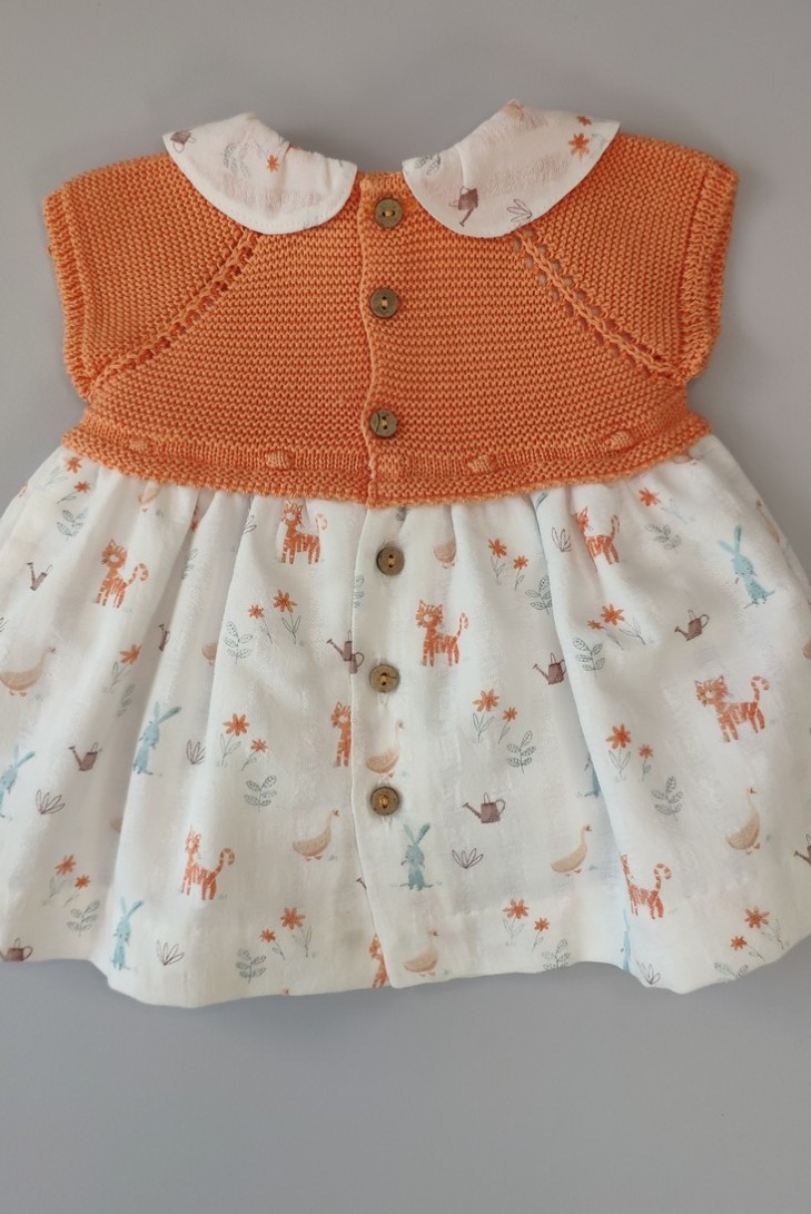 VESTIDO TIGRE (SIN BRAGA) DE PANGASA BABY, MANDARINA. VERANO 23.
