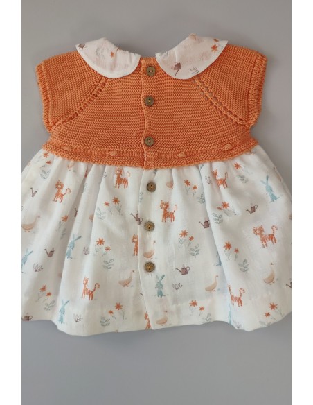 VESTIDO TIGRE (SIN BRAGA) DE PANGASA BABY, MANDARINA. VERANO 23.