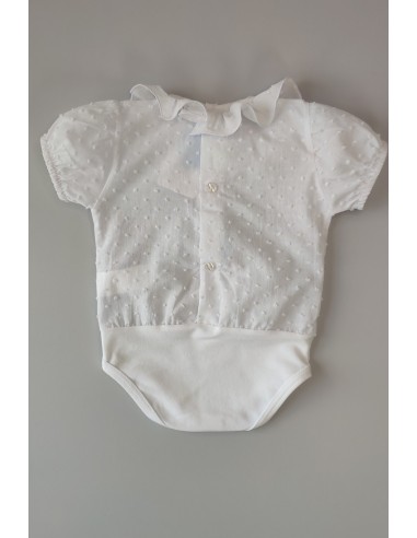 BLUSA-BODY PLUMETI MANGA CORTA,BLANCA. VERANO 23.