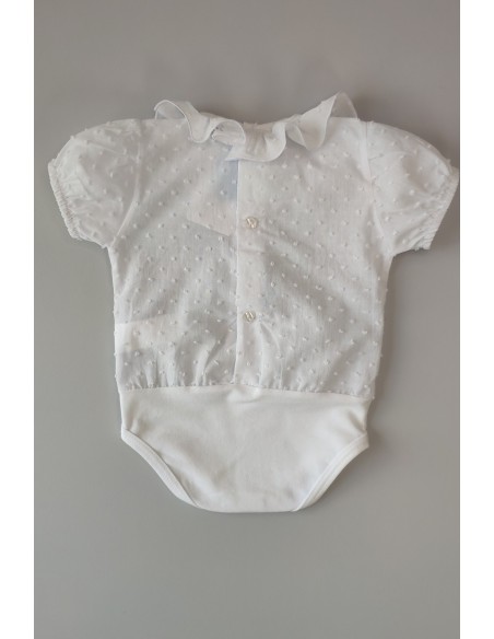 BLUSA-BODY PLUMETI MANGA CORTA,BLANCA. VERANO 23.