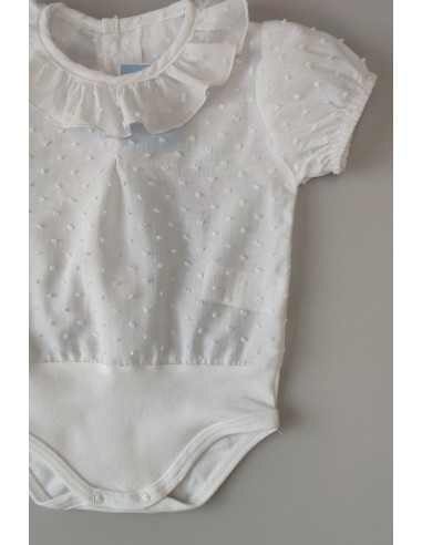 BLUSA-BODY PLUMETI MANGA CORTA,BLANCA. VERANO 23.