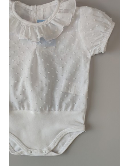 BLUSA-BODY PLUMETI MANGA CORTA,BLANCA. VERANO 23.