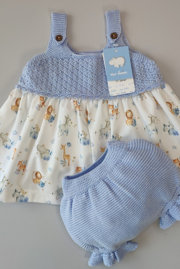 VESTIDO Y CULOTTE ESTAMPADO "MADRESELVA", NUBE. VERANO 23.