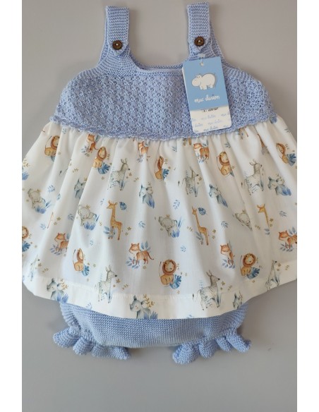 VESTIDO Y CULOTTE ESTAMPADO "MADRESELVA", NUBE. VERANO 23.