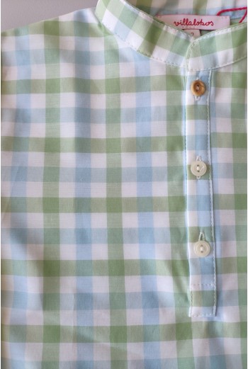 CONJUNTO NIÑO CAMISA CUADROS VICHY Y BERMUDA DE VILLALOBOS. 2