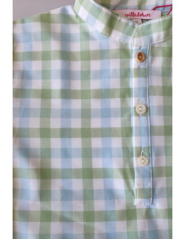 CONJUNTO NIÑO CAMISA CUADROS VICHY Y BERMUDA DE VILLALOBOS.