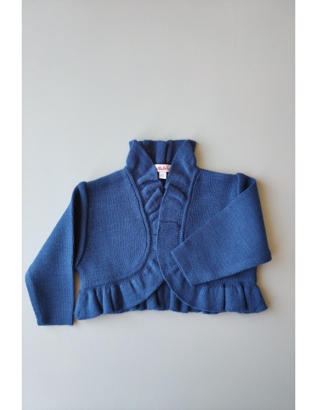 CHAQUETA BOLERO DE PUNTO AZUL FRANCIA DE VILLALOBOS.
