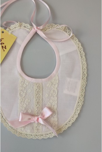 BABERO BATISTA UNISEX, ROSA BEBÉ/CRUDO. VERANO. 2