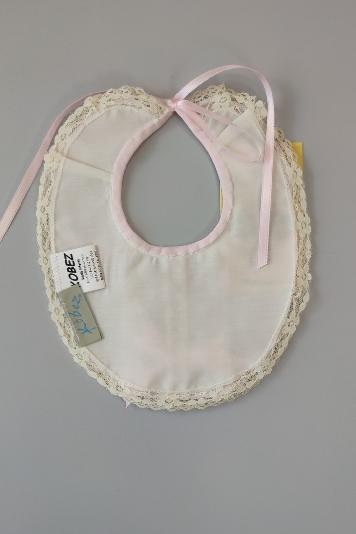 BABERO BATISTA UNISEX, ROSA BEBÉ/CRUDO. VERANO.