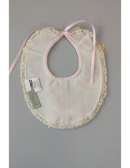 BABERO BATISTA UNISEX, ROSA BEBÉ/CRUDO. VERANO.