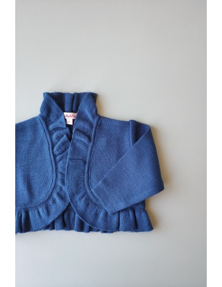 CHAQUETA BOLERO DE PUNTO AZUL FRANCIA DE VILLALOBOS.