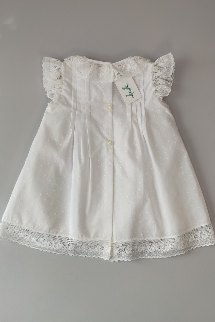 VESTIDO PUMETI CON ENCAJES, BLANCO.