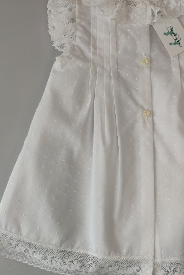 VESTIDO PUMETI CON ENCAJES, BLANCO.