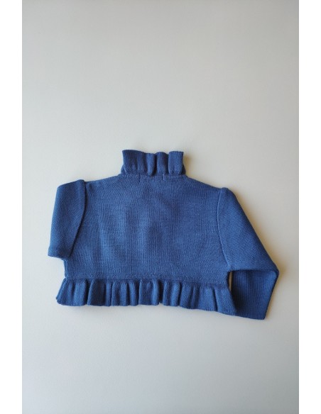 CHAQUETA BOLERO DE PUNTO AZUL FRANCIA DE VILLALOBOS.