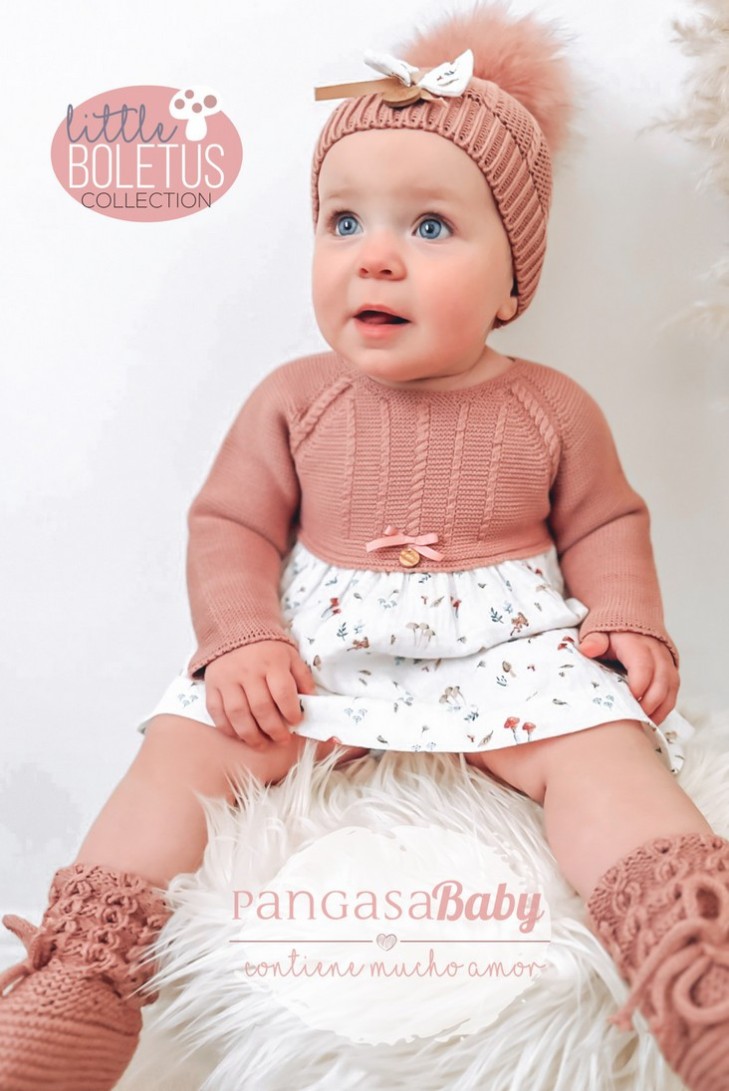 VESTIDO "LITTLE BOLETUS" DE PANGASA BABY, ROSÉ. INVIERNO 23.