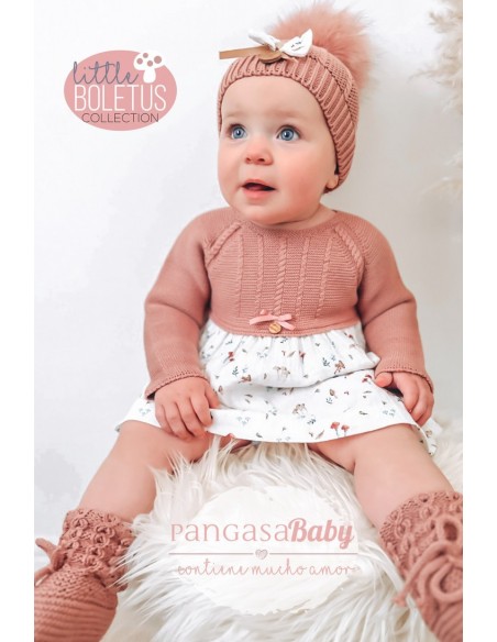 VESTIDO "LITTLE BOLETUS" DE PANGASA BABY, ROSÉ. INVIERNO 23.