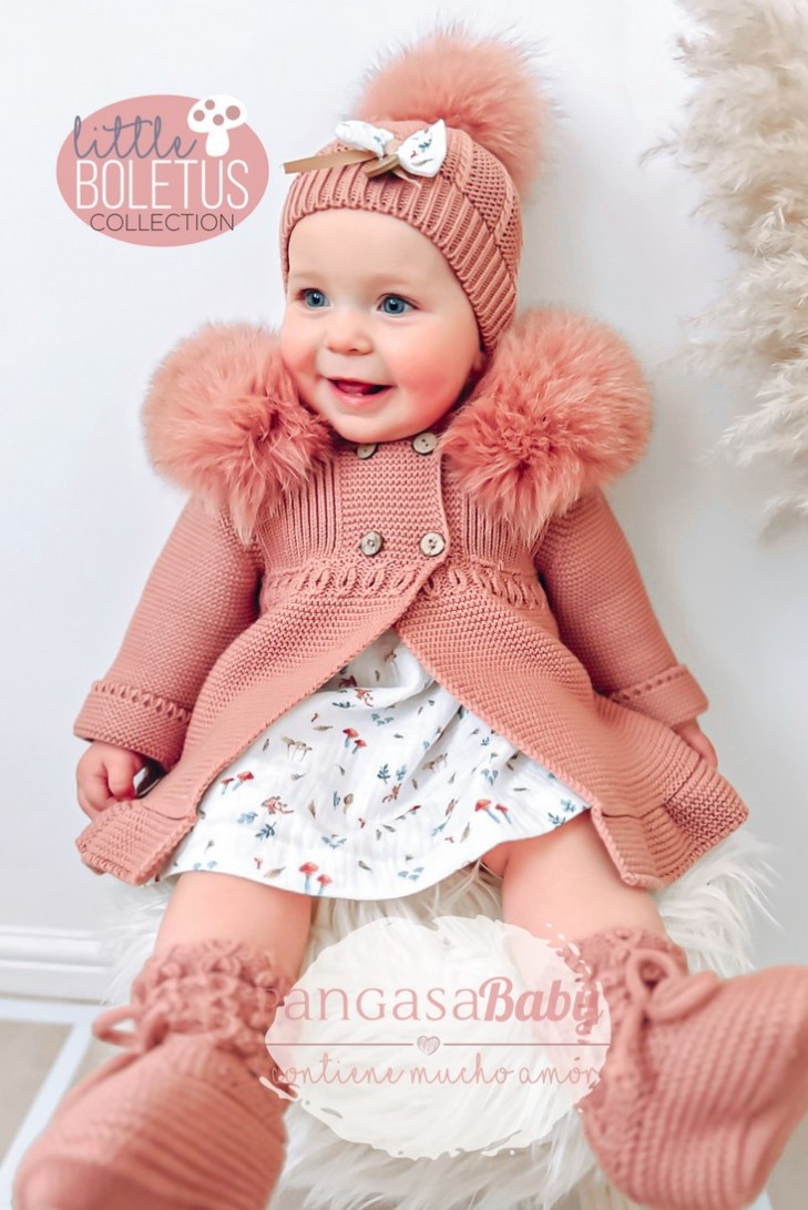 VESTIDO "LITTLE BOLETUS" DE PANGASA BABY, ROSÉ. INVIERNO 23.