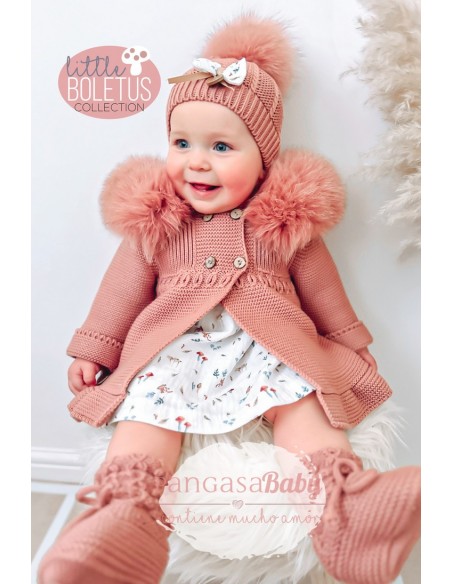 VESTIDO "LITTLE BOLETUS" DE PANGASA BABY, ROSÉ. INVIERNO 23.
