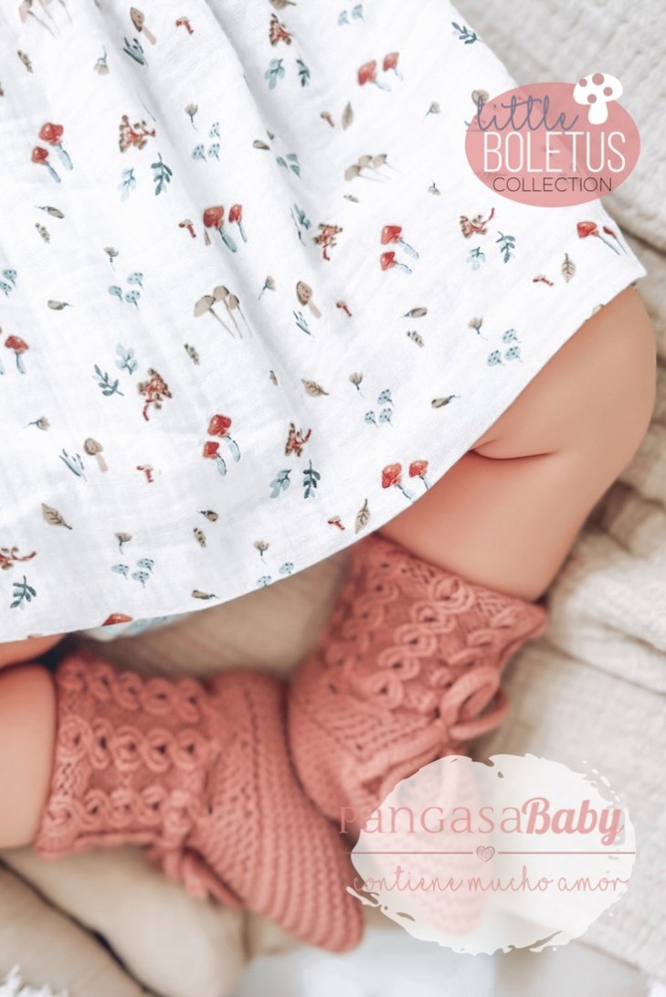 VESTIDO "LITTLE BOLETUS" DE PANGASA BABY, ROSÉ. INVIERNO 23.