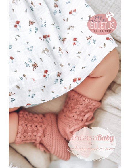 VESTIDO "LITTLE BOLETUS" DE PANGASA BABY, ROSÉ. INVIERNO 23.