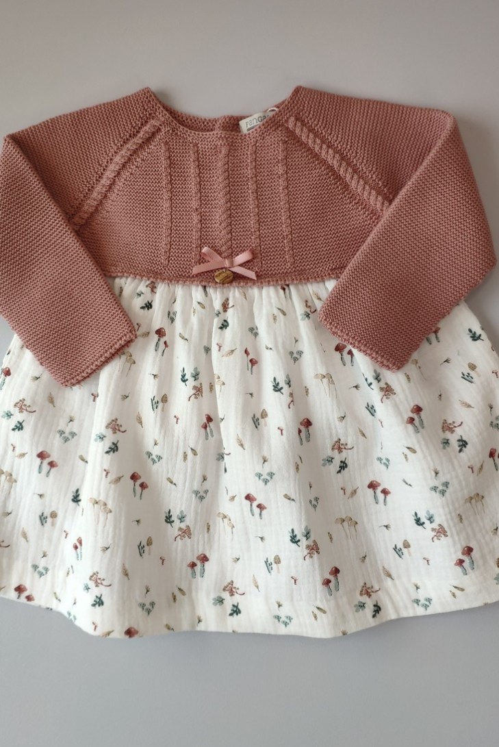 VESTIDO "LITTLE BOLETUS" DE PANGASA BABY, ROSÉ. INVIERNO 23.