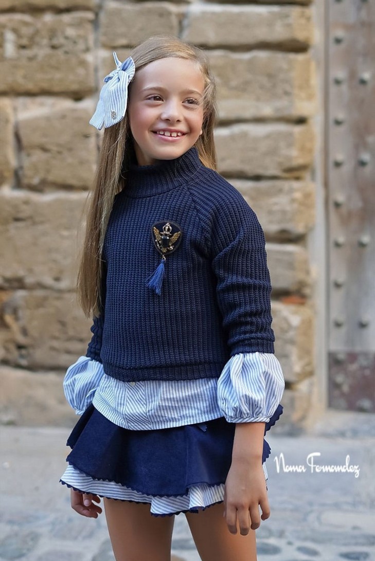 JERSEY NIÑA LARGO COLECCIÓN ANGELINA, AZUL MARINO.NOMA FERNÁNDEZ. INVIERNO 23.