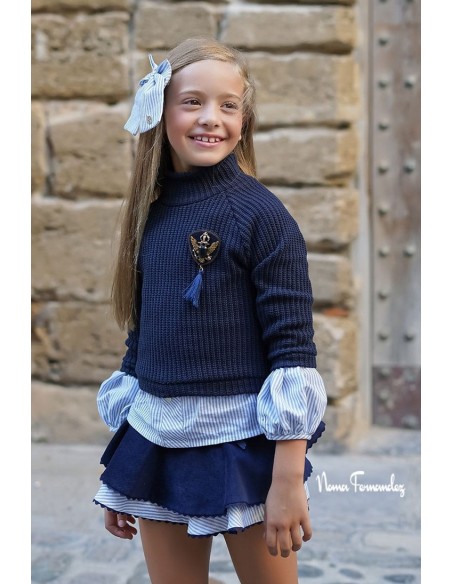 JERSEY NIÑA LARGO COLECCIÓN ANGELINA, AZUL MARINO.NOMA FERNÁNDEZ. INVIERNO 23.
