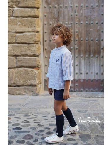 CAMISA NIÑO COLECCIÓN ANGELINA,RAYAS AZULES. NOMA FERNÁNDEZ.INVIERNO 23.