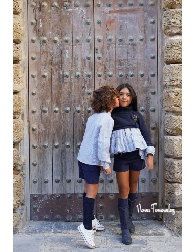 CAMISA NIÑO COLECCIÓN ANGELINA,RAYAS AZULES. NOMA FERNÁNDEZ.INVIERNO 23.