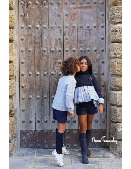 CAMISA NIÑO COLECCIÓN ANGELINA,RAYAS AZULES. NOMA FERNÁNDEZ.INVIERNO 23.