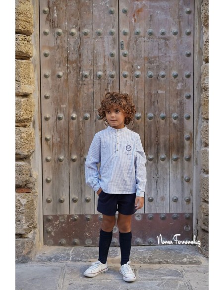 CAMISA NIÑO COLECCIÓN ANGELINA,RAYAS AZULES. NOMA FERNÁNDEZ.INVIERNO 23.