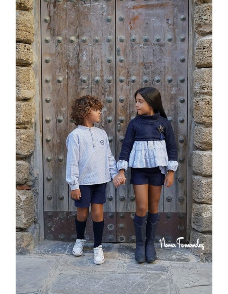 CAMISA NIÑO COLECCIÓN ANGELINA,RAYAS AZULES. NOMA FERNÁNDEZ.INVIERNO 23.