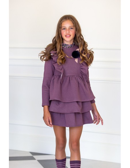 SUDADERA GLITTER BERENJENA, C. LIBERTY PARIS. KID'S CHOCOLATE.INVIERNO 23.