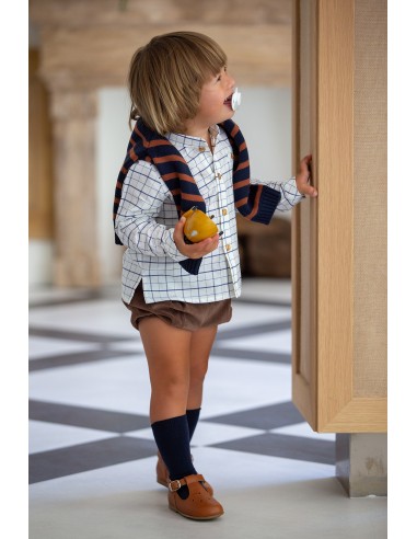 CAMISA CUADROS AZULES, C. LIBERTY PARIS.KID'S CHOCOLATE. INVIERNO 23.