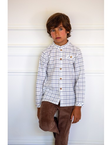CAMISA CUADROS AZULES, C. LIBERTY PARIS.KID'S CHOCOLATE. INVIERNO 23.
