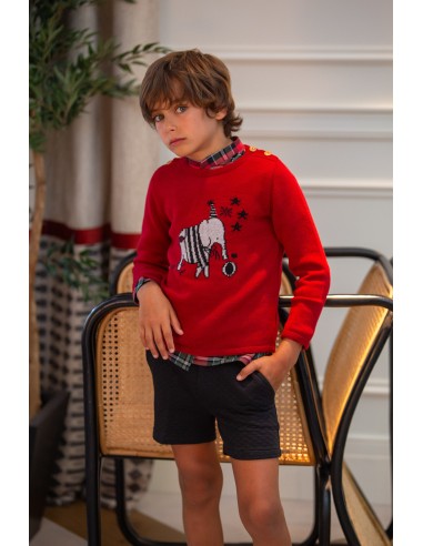 JERSEY GUINDA ELEFANTES, C. CIRCO. KID'S CHOCOLATE.INVIERNO 23.