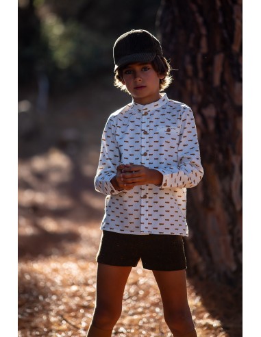 CAMISA AVIONETAS NIÑO,C.MARIPOSAS. KIDS CHOCOLATE.INVIERNO 23.
