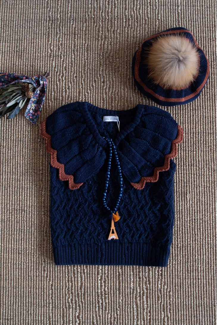 CHALECO PUNTO BICOLOR, C. LIBERTY PARIS . KID'S CHOCOLATE.INVIERNO 23.