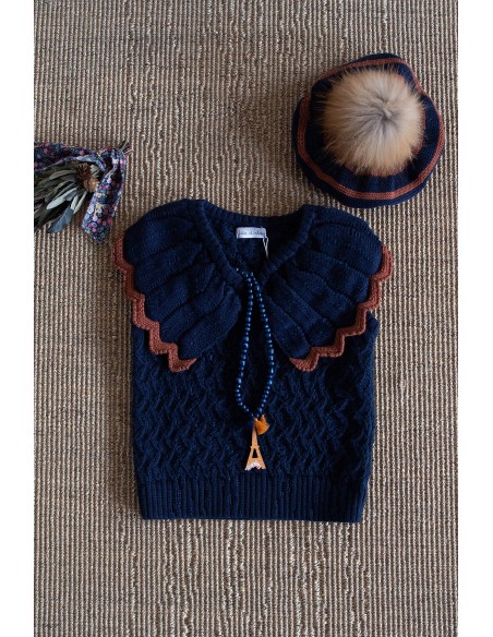 CHALECO PUNTO BICOLOR, C. LIBERTY PARIS . KID'S CHOCOLATE.INVIERNO 23.